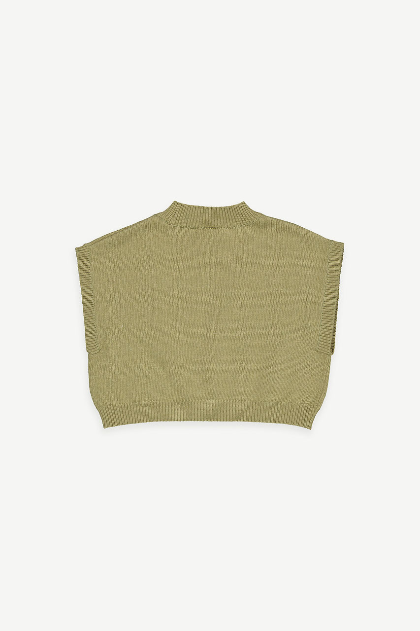 Mini Olive | Half Neck Knit Vest, Olive