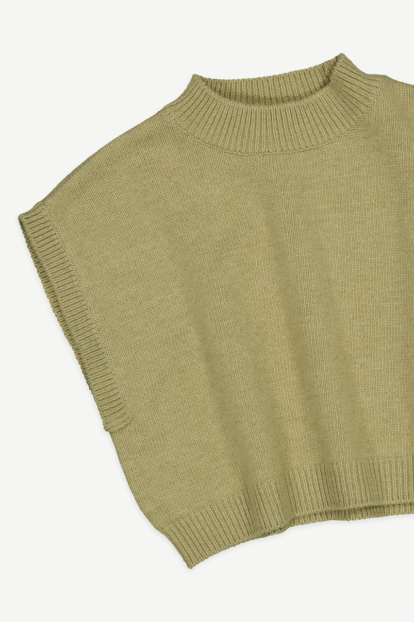 Mini Olive | Half Neck Knit Vest, Olive
