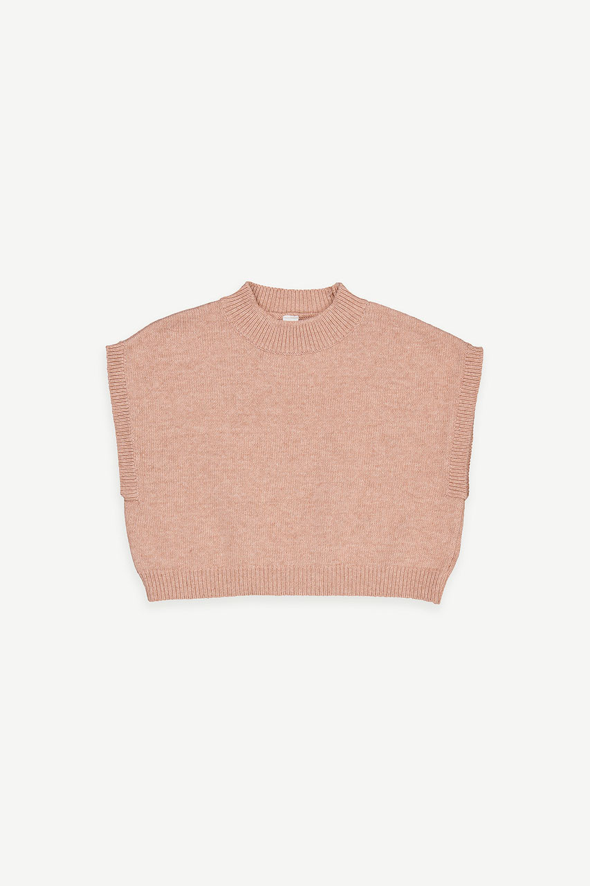 Mini Olive | Half Neck Knit Vest, Pink