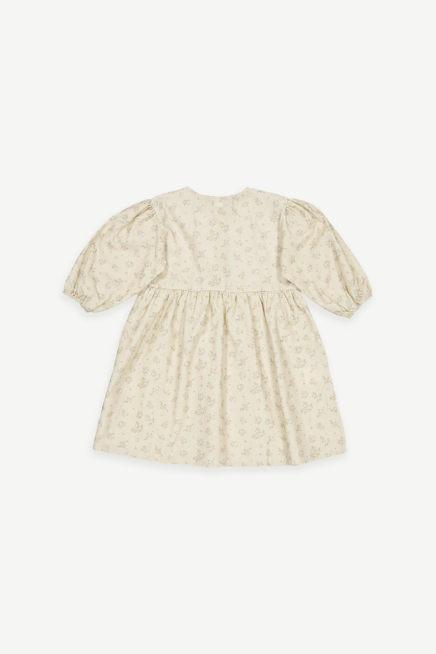 Mini Olive | Bouquet Print Corduroy Dress, Ivory