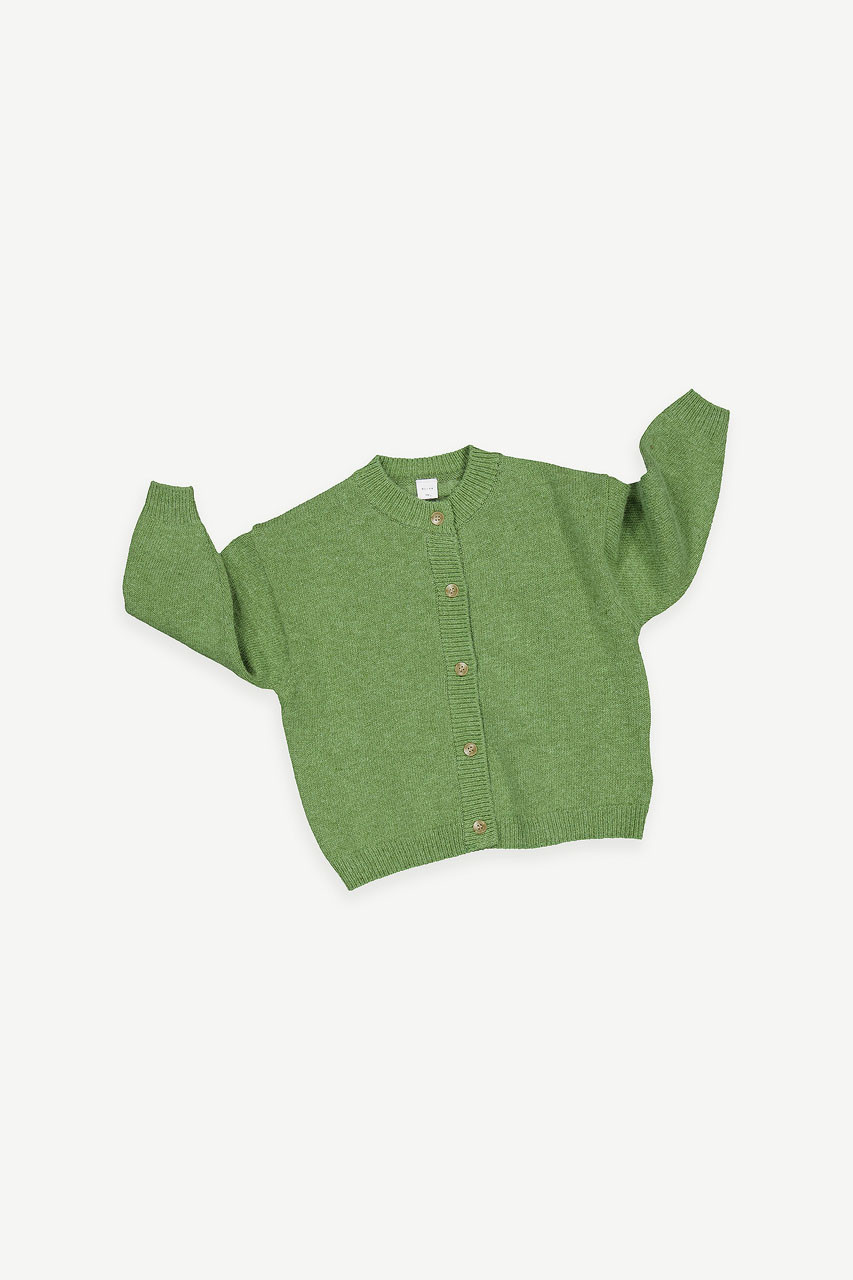 Mini Olive | Basic Wool Blend Cardigan, Green