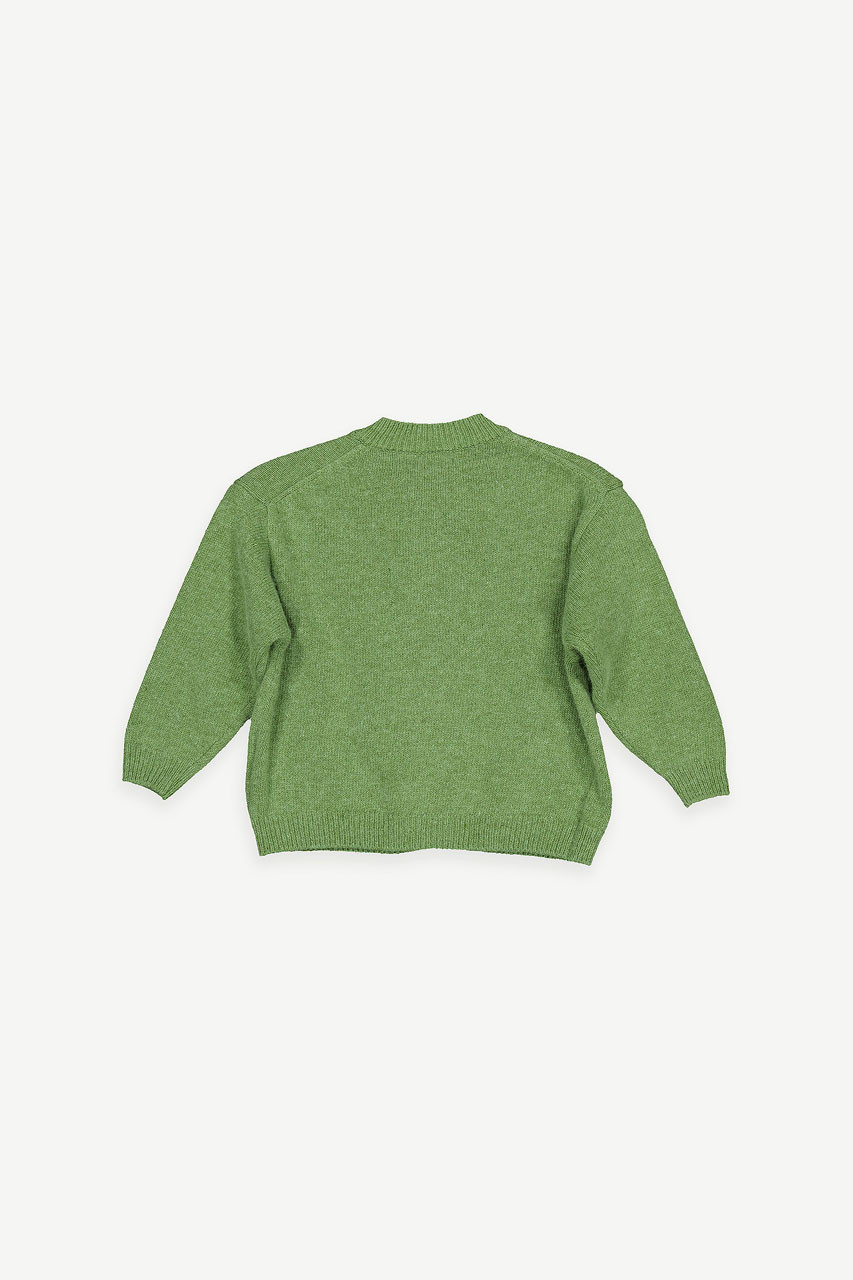 Mini Olive | Basic Wool Blend Cardigan, Green