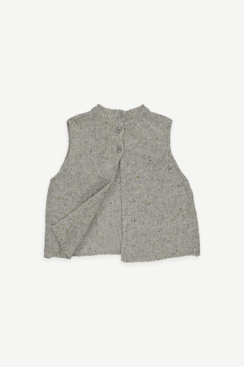 Mini Olive | Boucle Slit Back Easy Vest, Grey