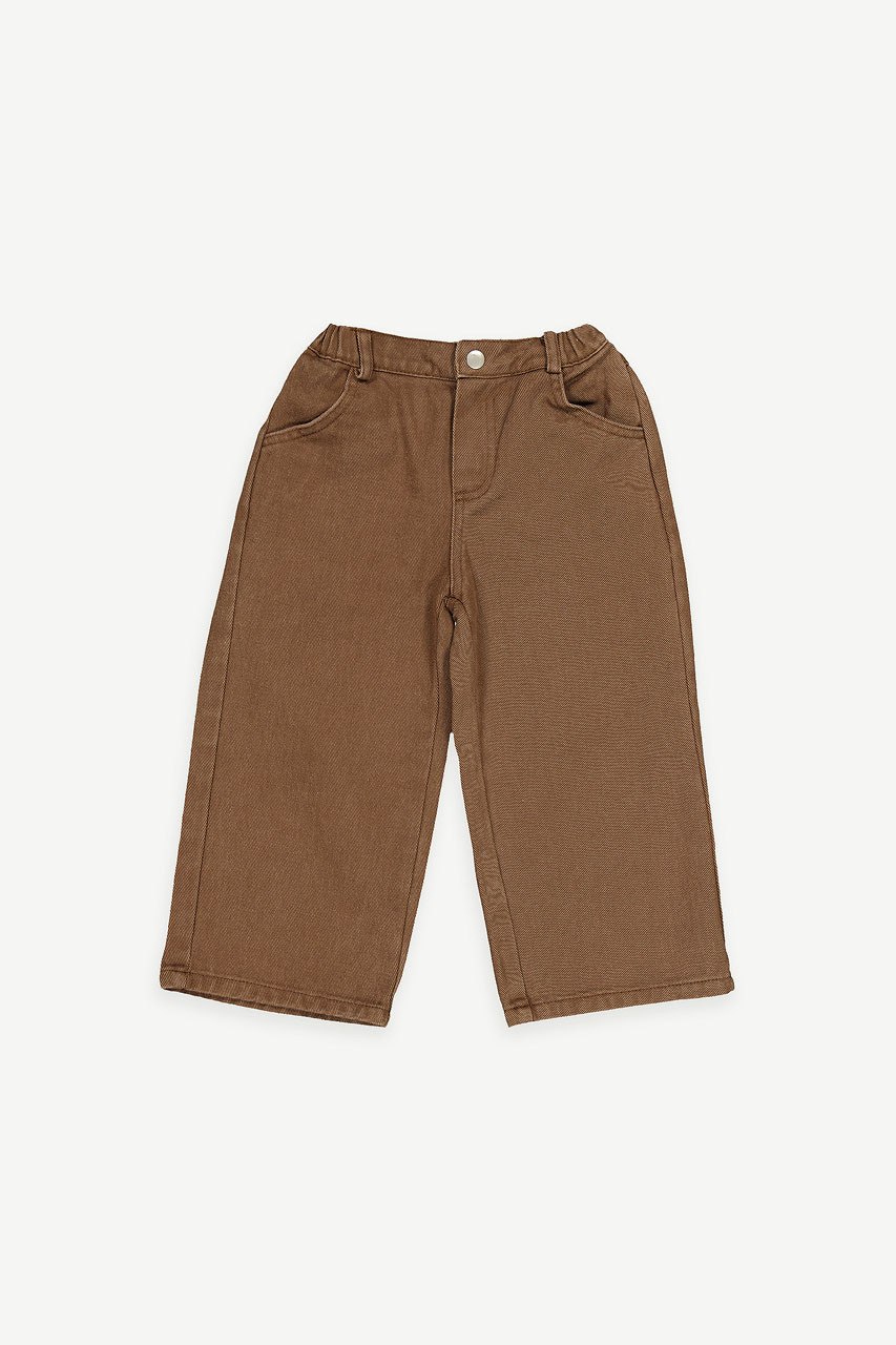 Mini Olive | Wide Cotton Trousers, Brown