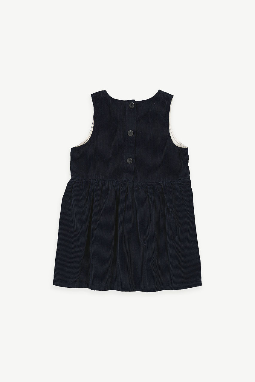 Mini Olive | Corduroy Pinafore Dress, Navy