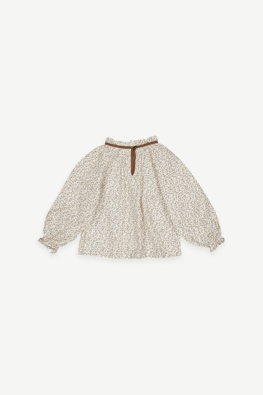 Mini Olive | Frill Neck Blouse, Beige