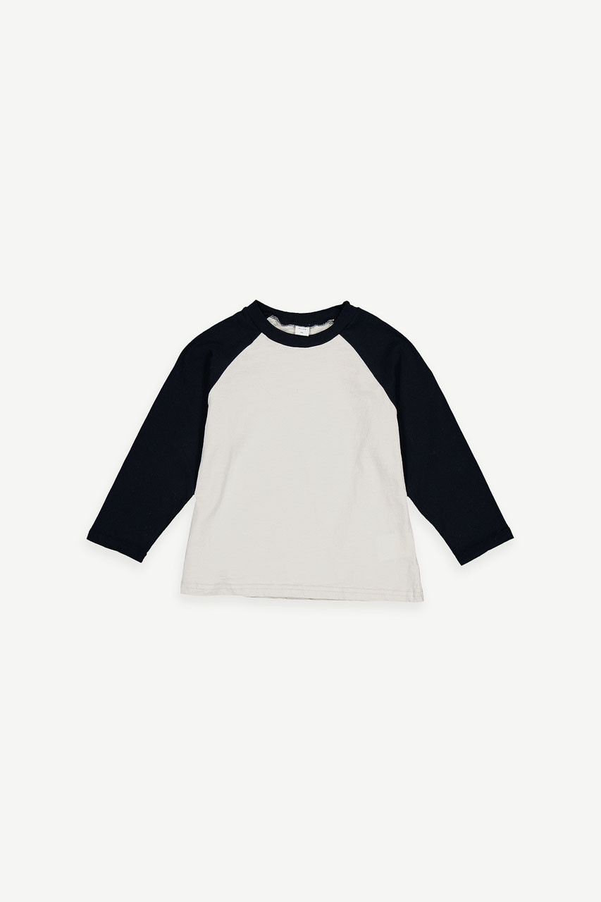 Mini Olive | Raglan Long Sleeve Tee, Navy/Grey