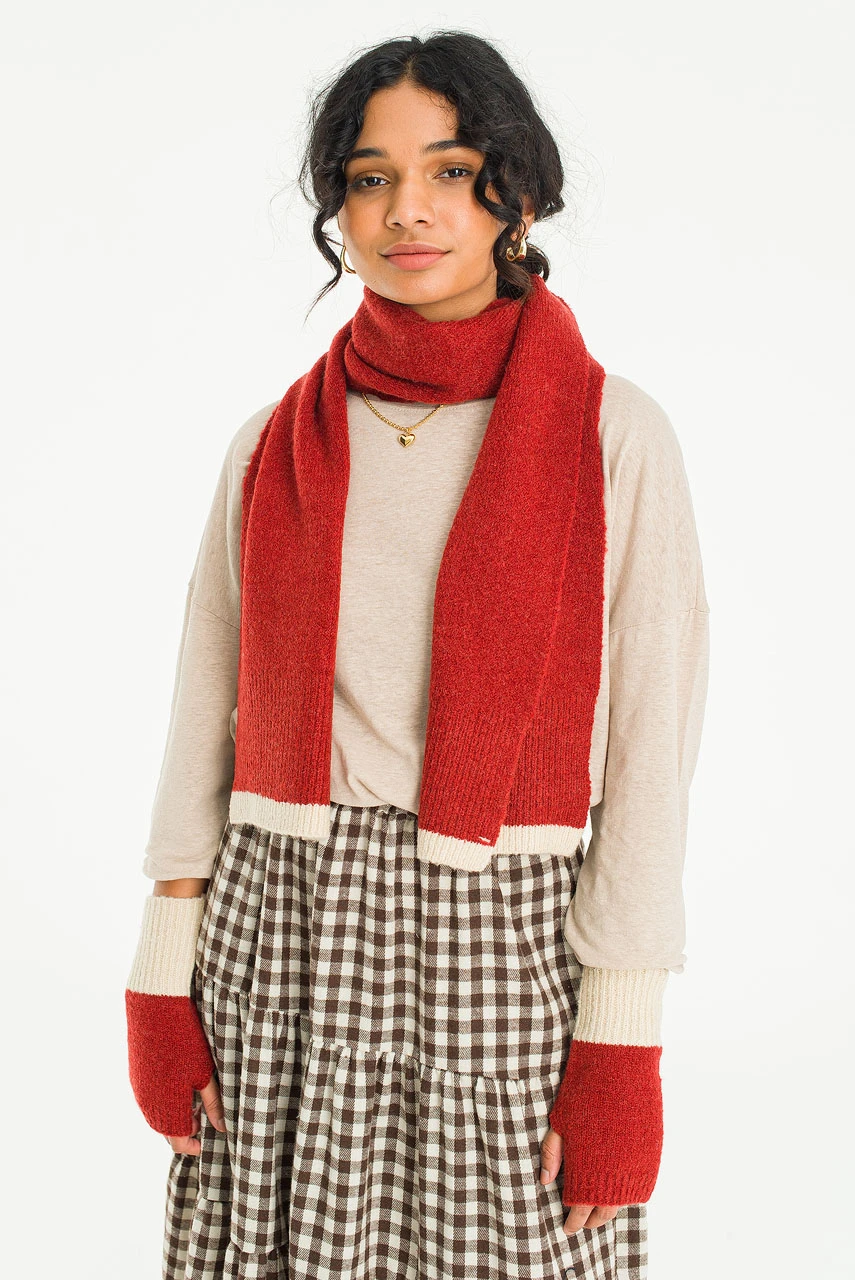 Combi Colour Scarf & Arm Warmer, Red
