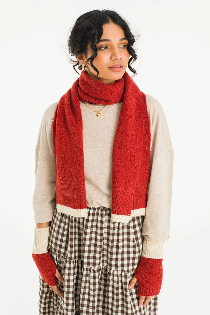 Combi Colour Scarf & Arm Warmer, Red