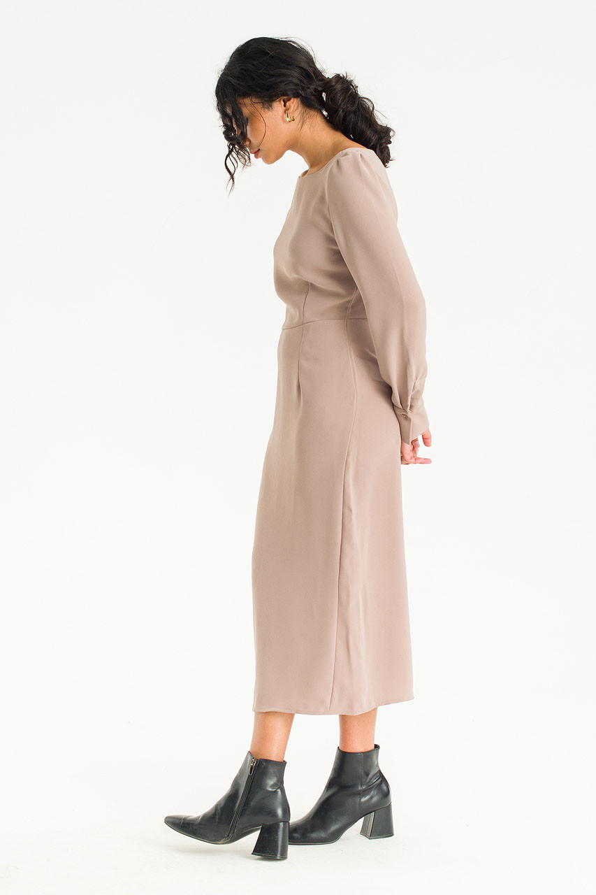 Akari Long Sleeve Dress, Beige