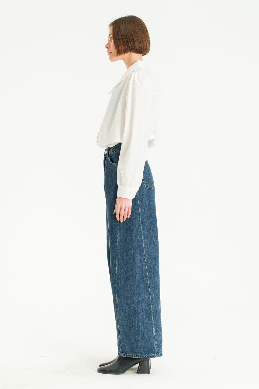 Leah Frill Neck Blouse, Ivory