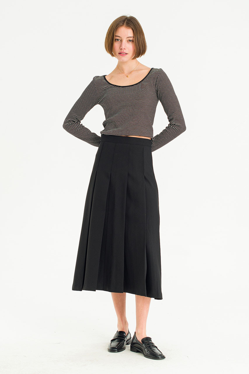 Lena Pleated Skirt, Black