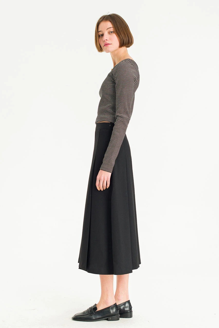 Lena Pleated Skirt, Black