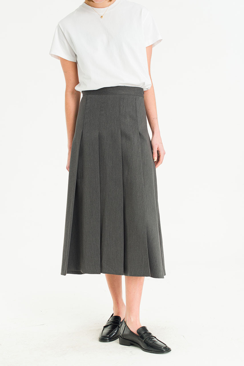 Lena Pleated Skirt, Grey