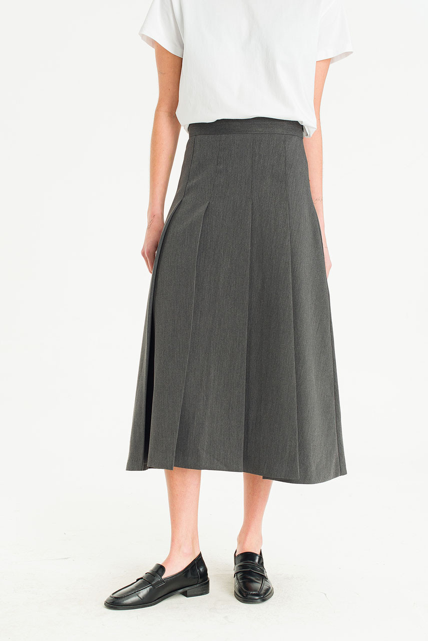Lena Pleated Skirt, Grey