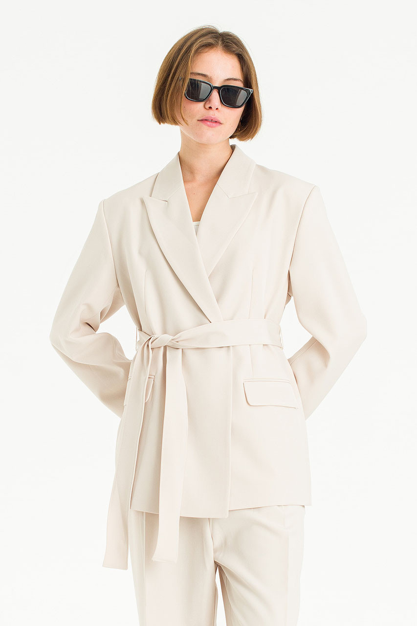Mei Double Breasted Jacket, Cream