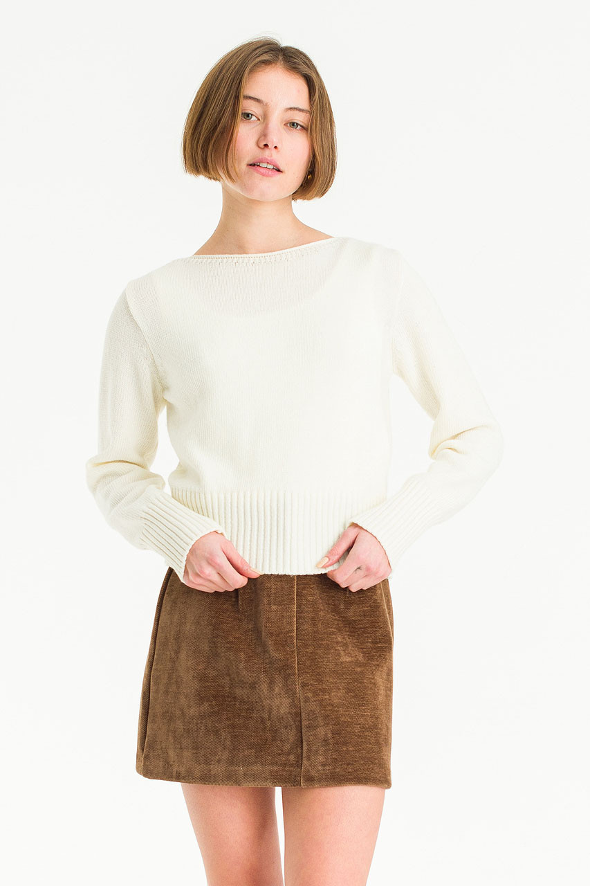 Hina Boat Neck Jumper, Ivory