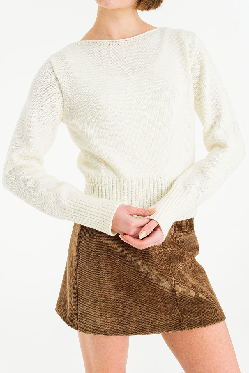Hina Boat Neck Jumper, Ivory