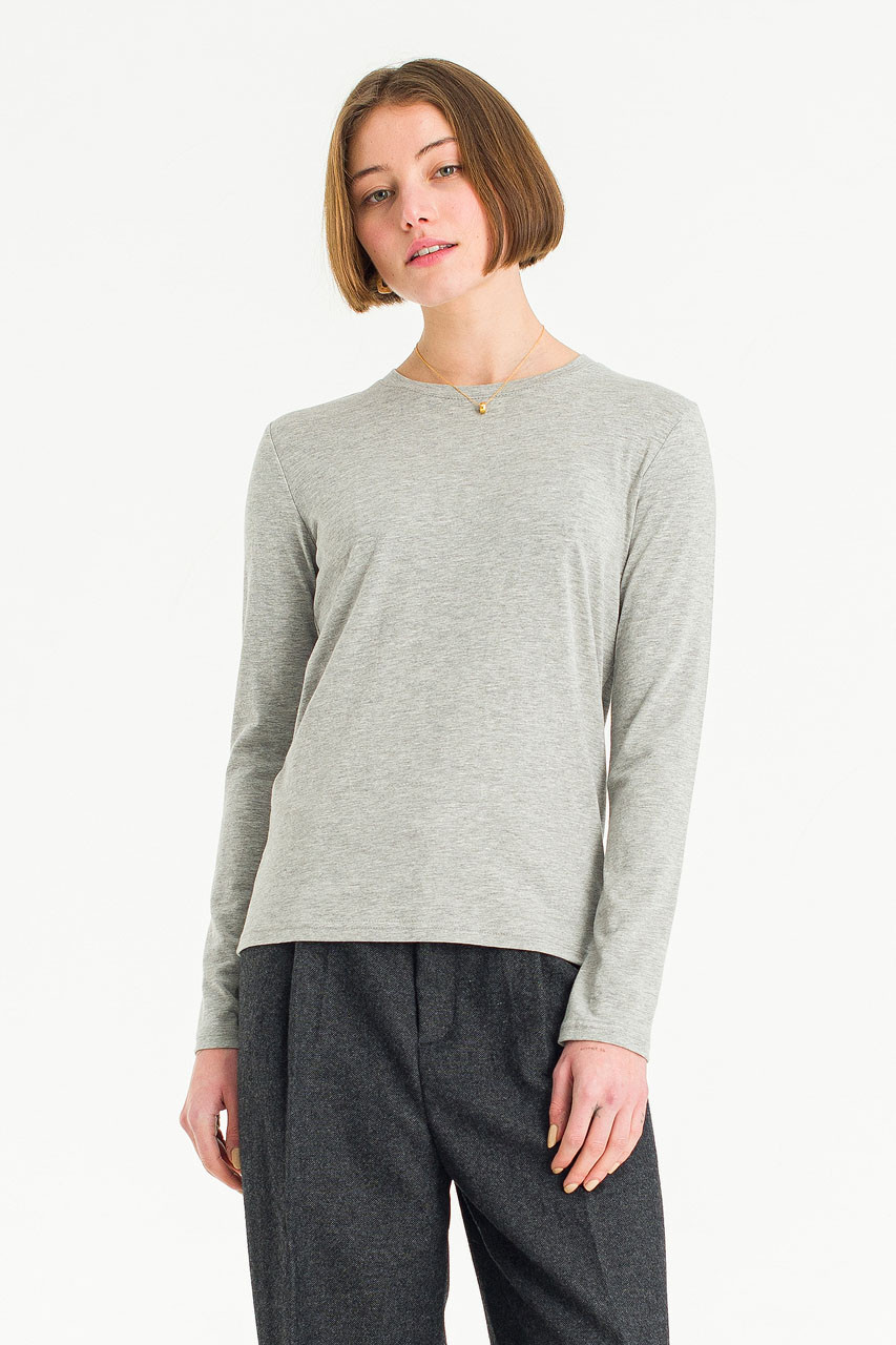 Asami Soft Slim Tee, Melange Grey