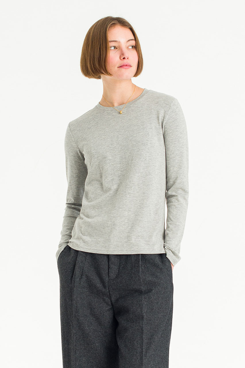 Asami Soft Slim Tee, Melange Grey