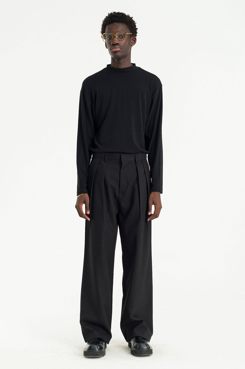 Menswear | Wool-Blend Trousers, Black
