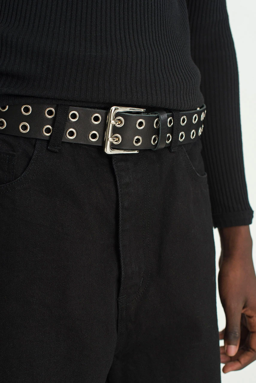 Menswear | Double Eyelet Belt, Black