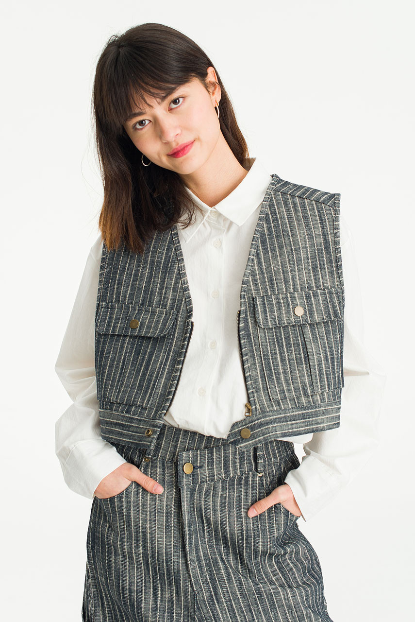 Herringbone Denim Vest, Denim