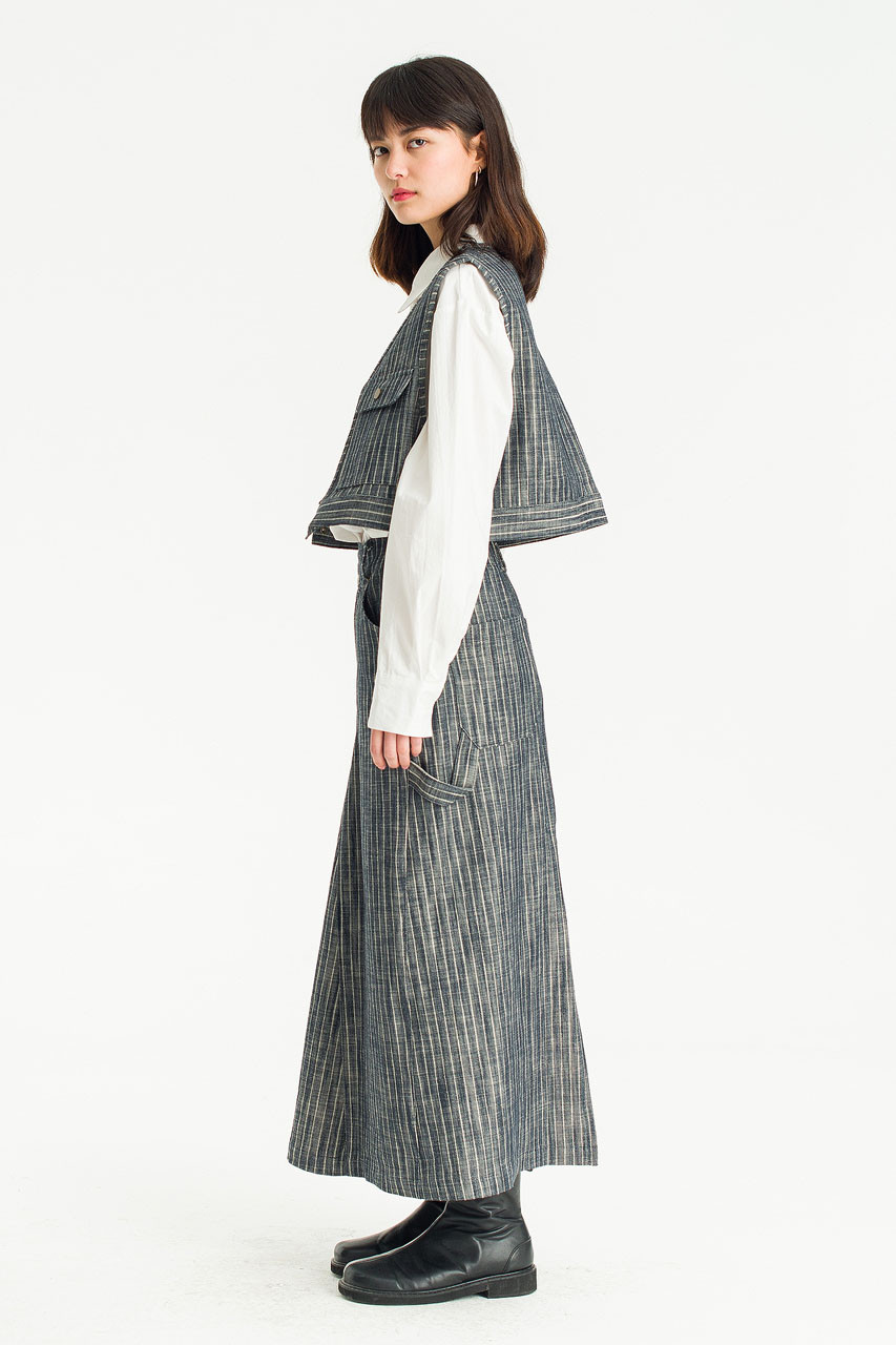 Herringbone Denim Long Skirt, Denim