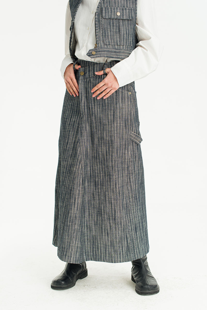 Herringbone Denim Long Skirt, Denim