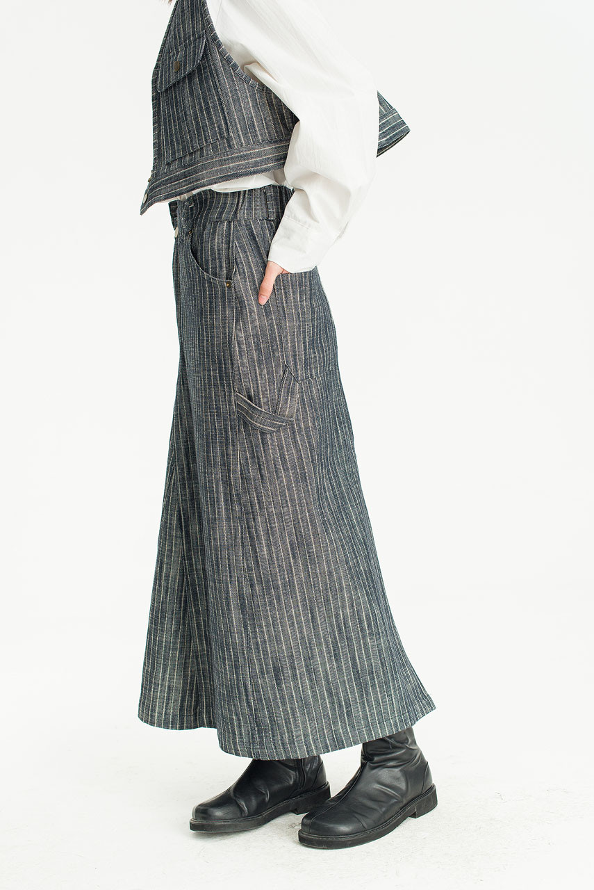 Herringbone Denim Long Skirt, Denim
