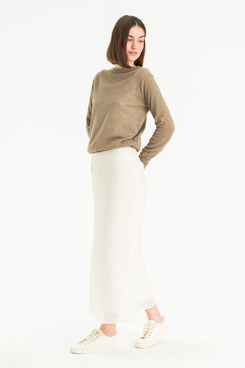 Textured Slit Skirt, Ivory