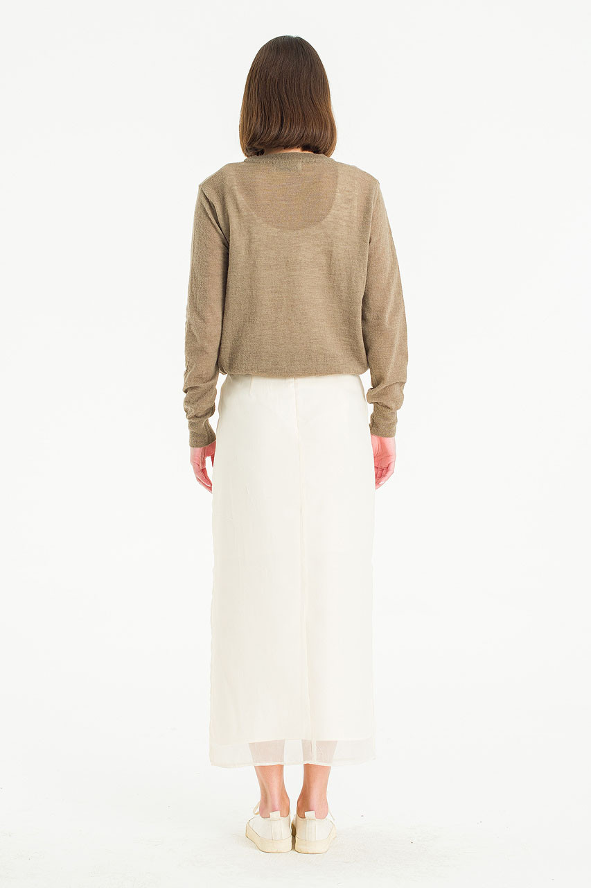 Textured Slit Skirt, Ivory