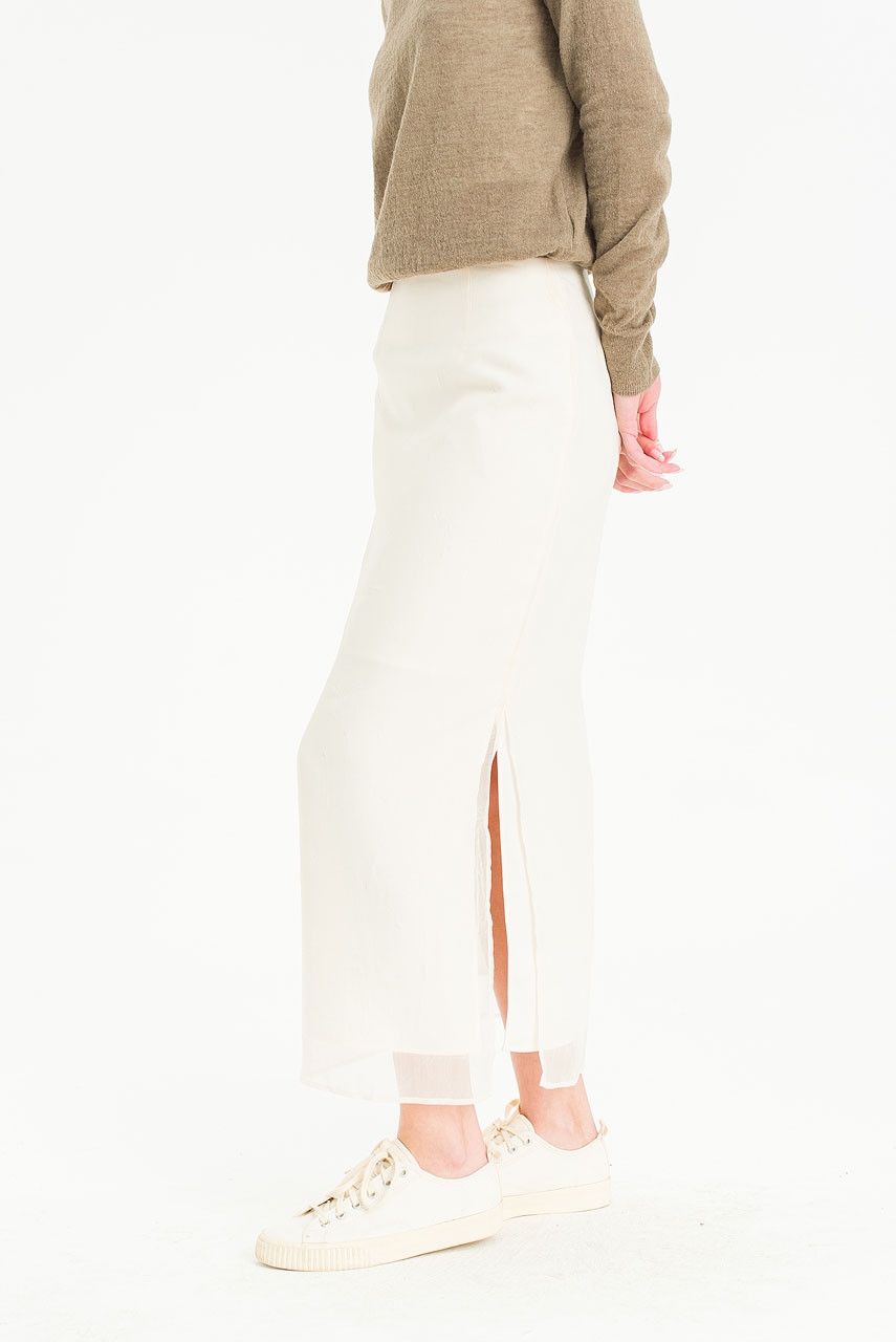 Textured Slit Skirt, Ivory
