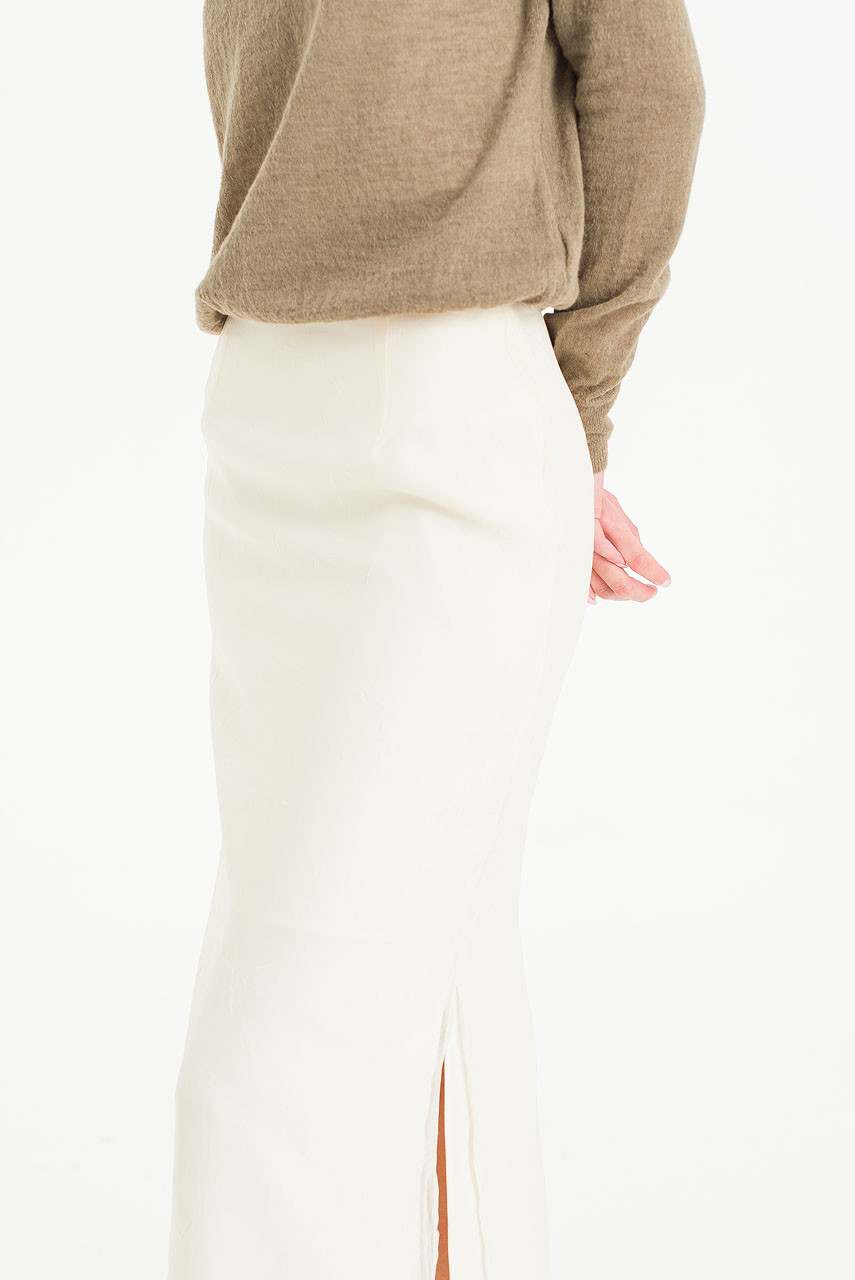 Textured Slit Skirt, Ivory