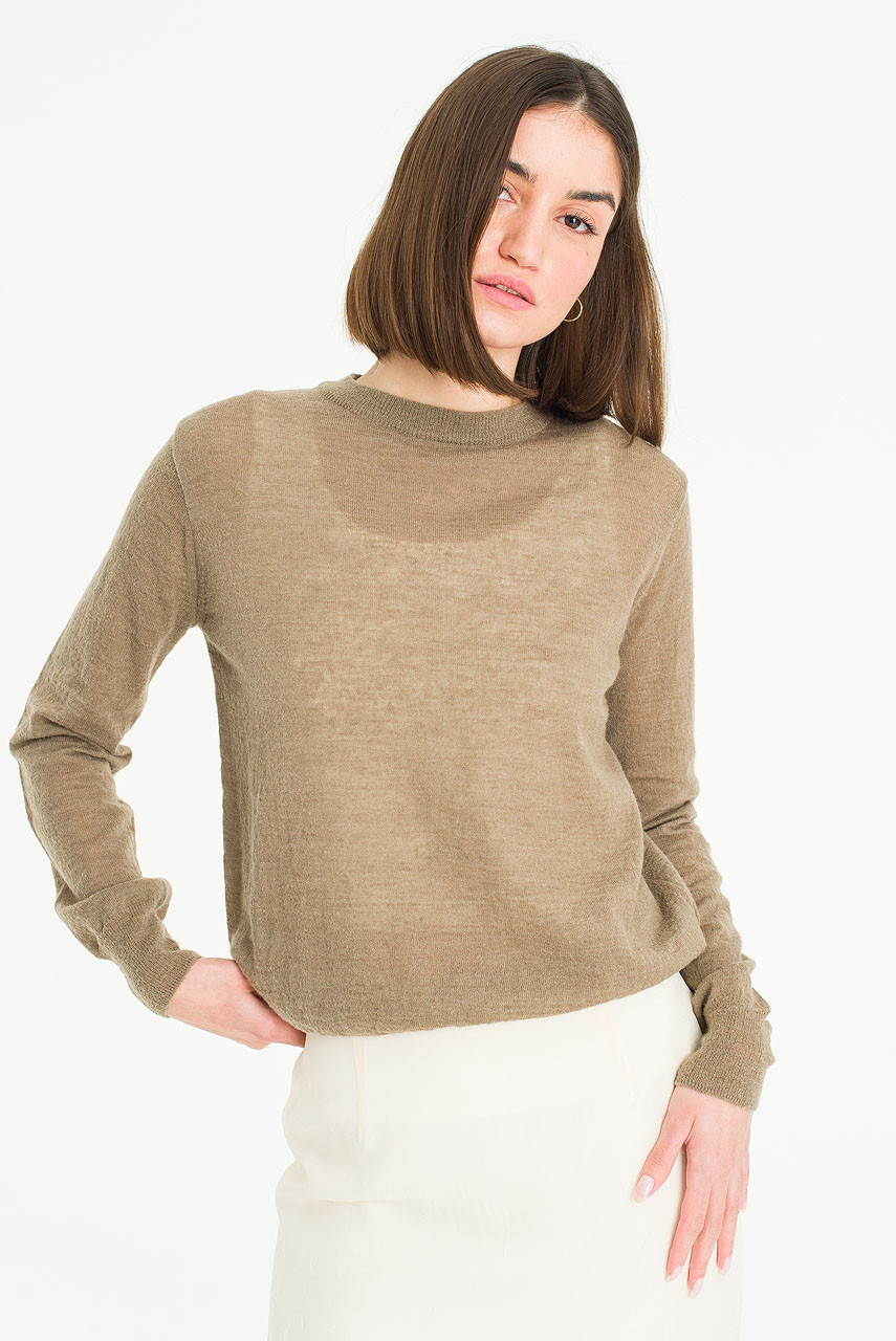 Elise Crew Neck Jumper, Mocha