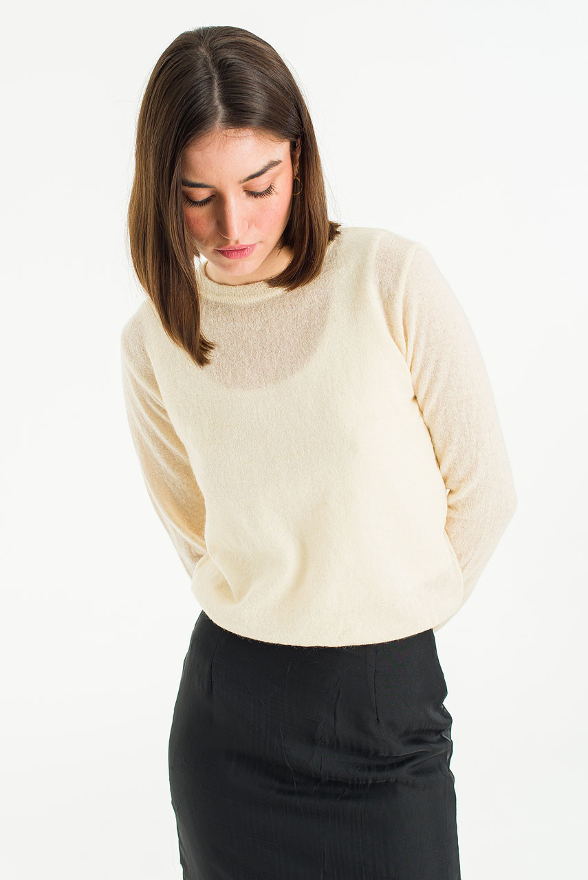 Elise Crew Neck Jumper, Cream