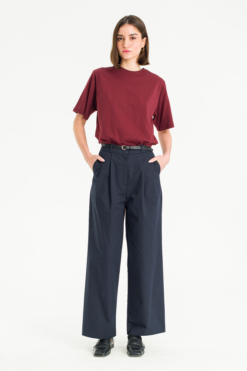 Minako Cotton Belted Pants, Navy