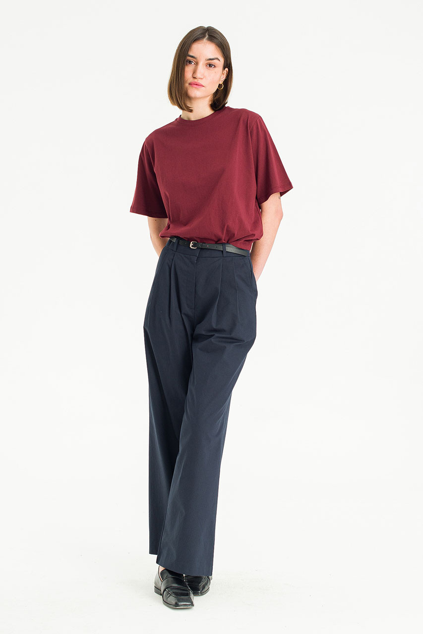 Minako Cotton Belted Pants, Navy