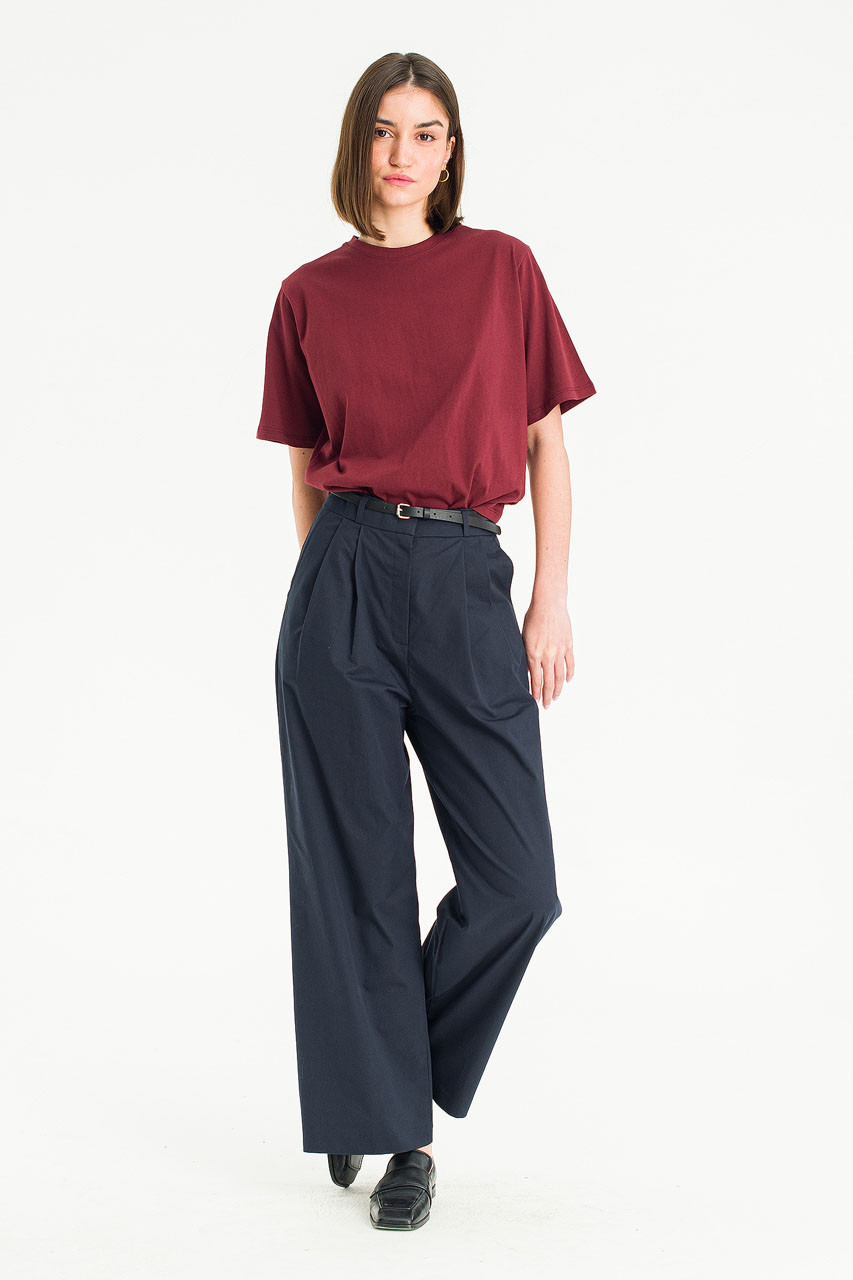 Minako Cotton Belted Pants, Navy
