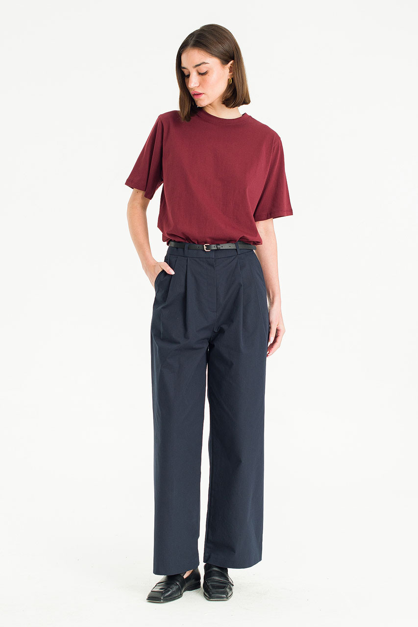 Minako Cotton Belted Pants, Navy