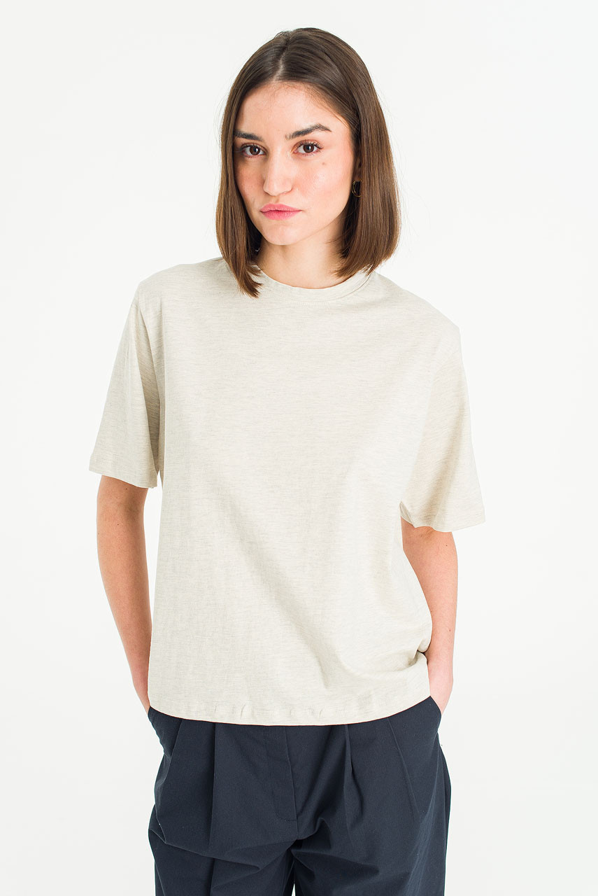 Clara Cotton Crew Neck Tee, Oat