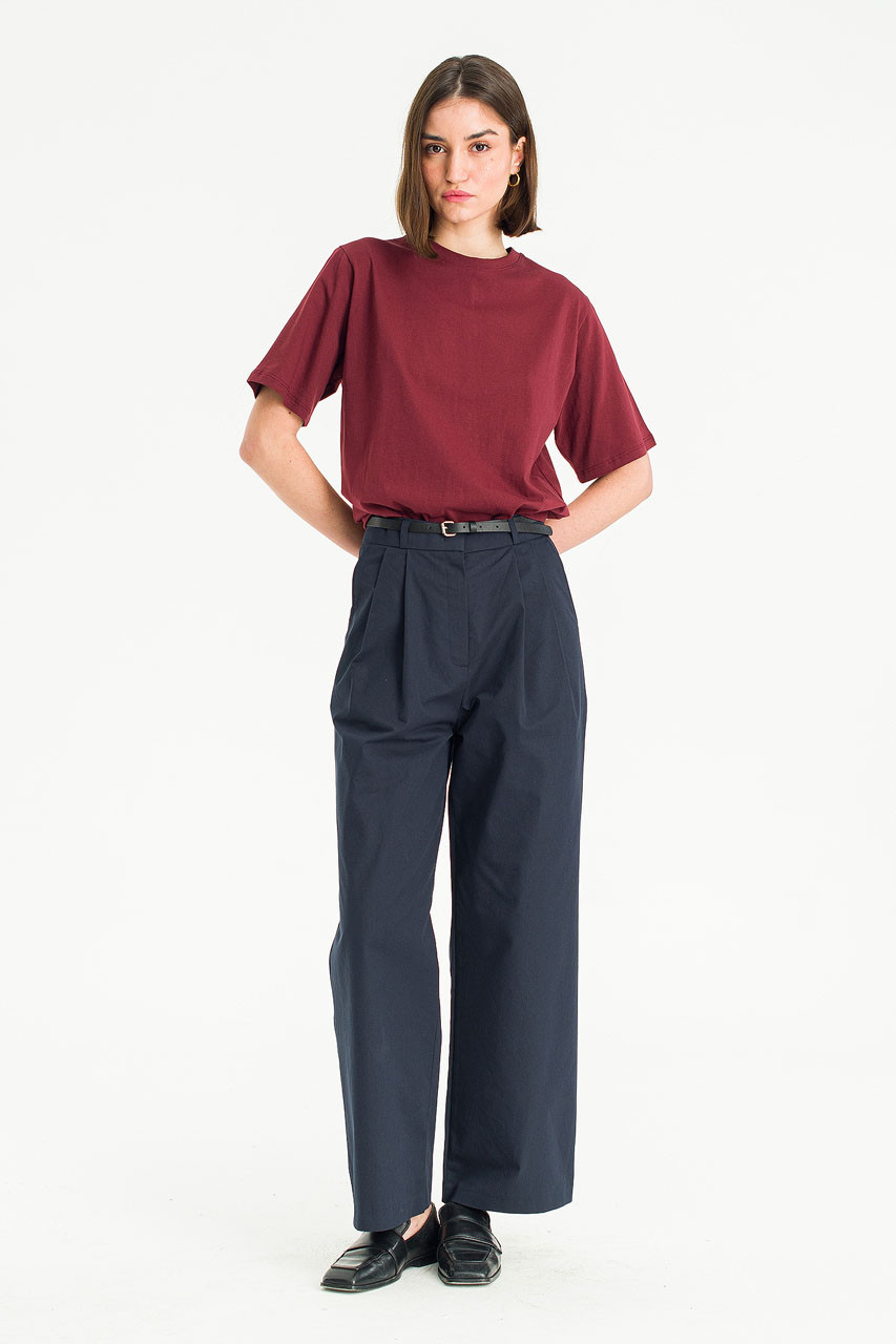 Clara Cotton Crew Neck Tee, Burgundy