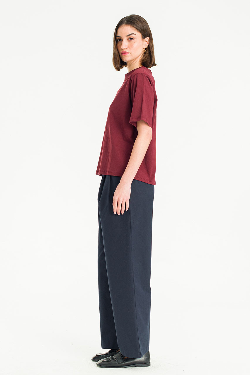 Clara Cotton Crew Neck Tee, Burgundy