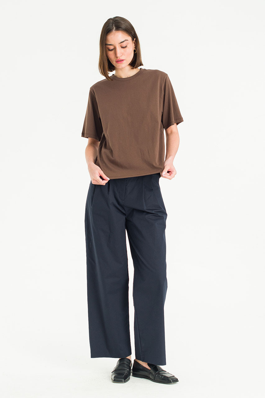 Clara Cotton Crew Neck Tee, Brown