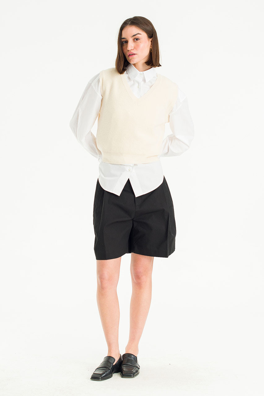 Margaux Simple Knit Vest, Ivory