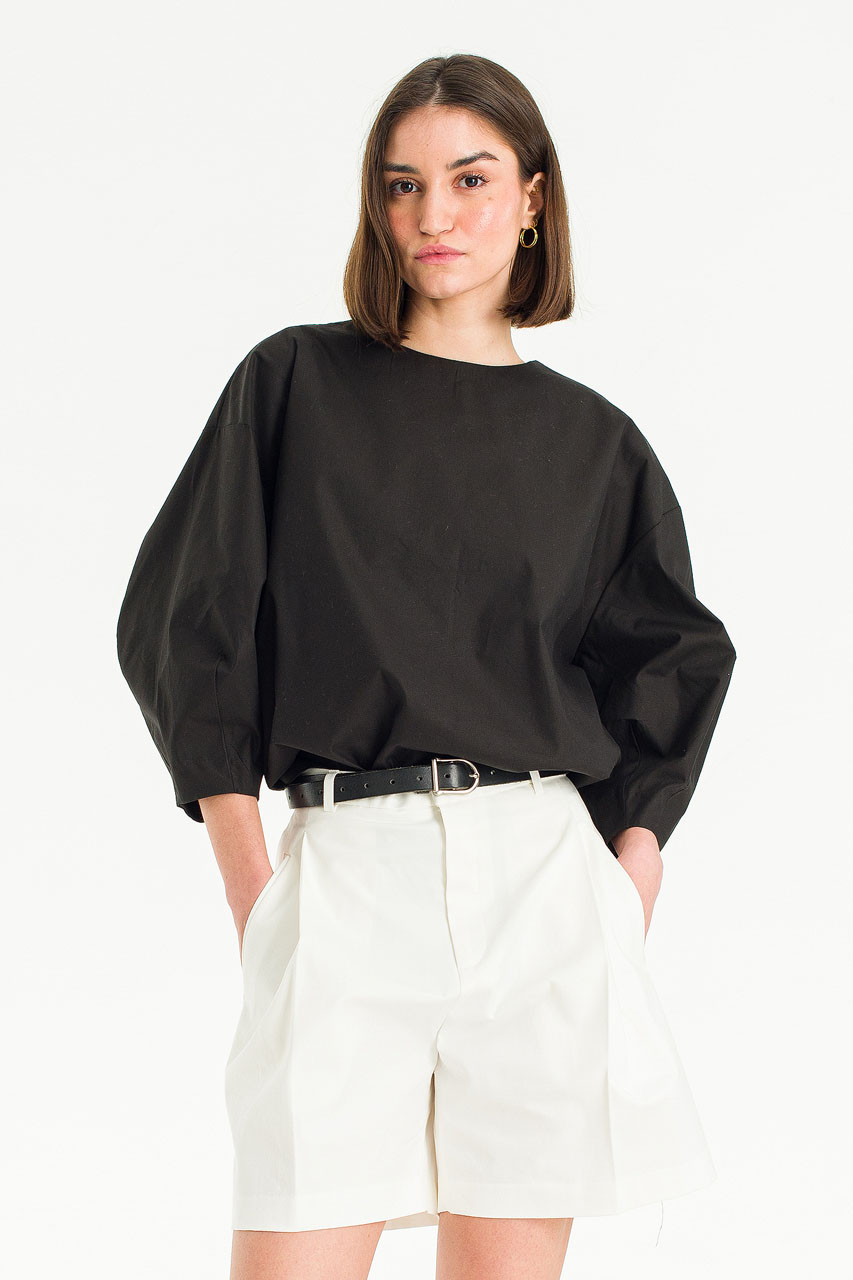 Maddie Balloon Sleeve Blouse, Black