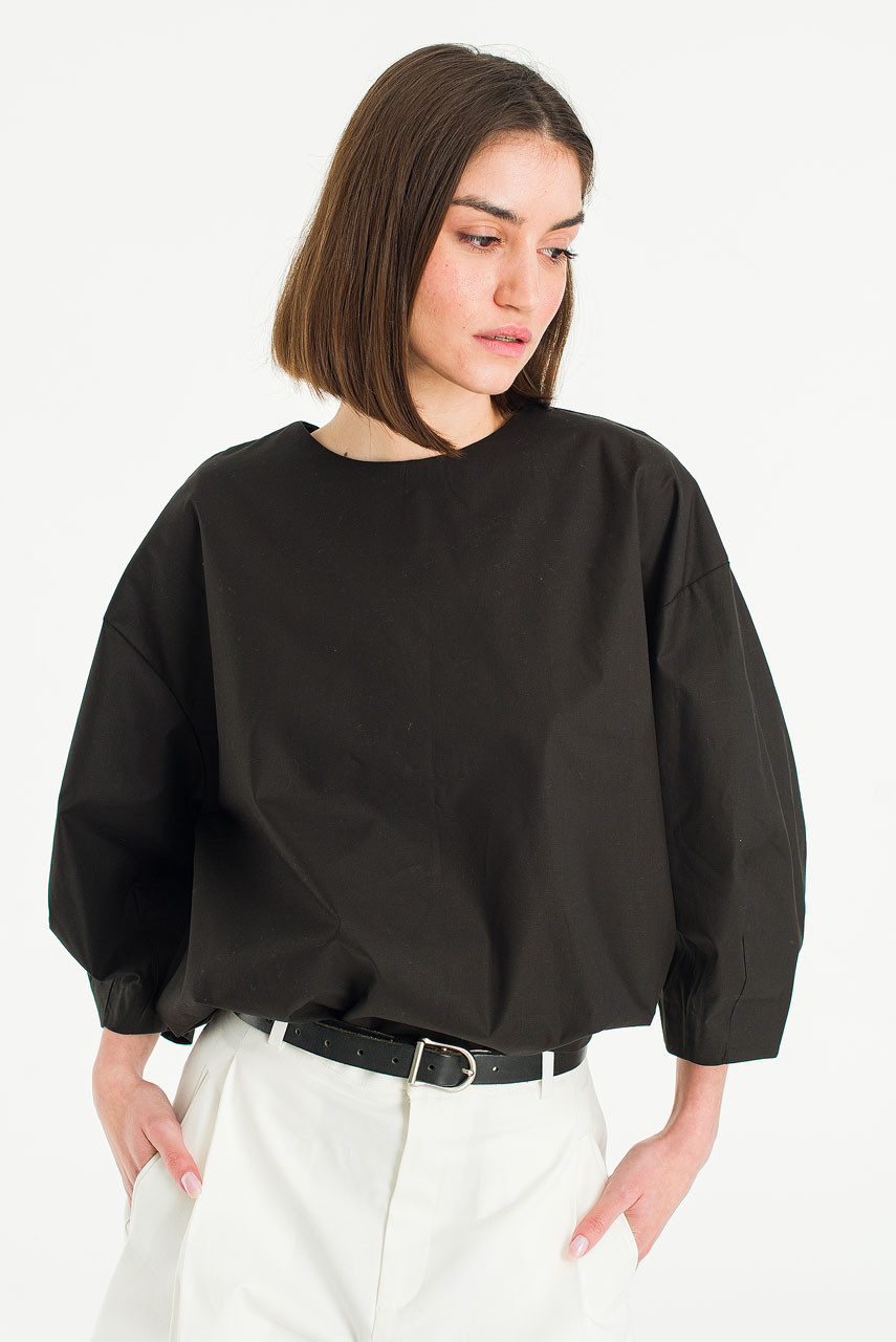 Maddie Balloon Sleeve Blouse, Black