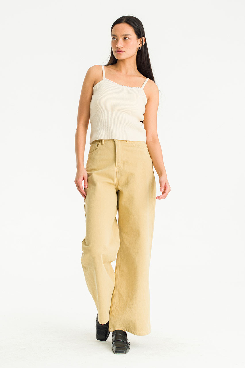 Edith Wide Jean, Dark Beige