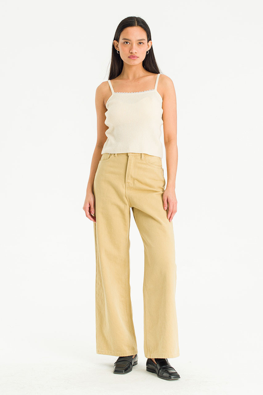 Edith Wide Jean, Dark Beige