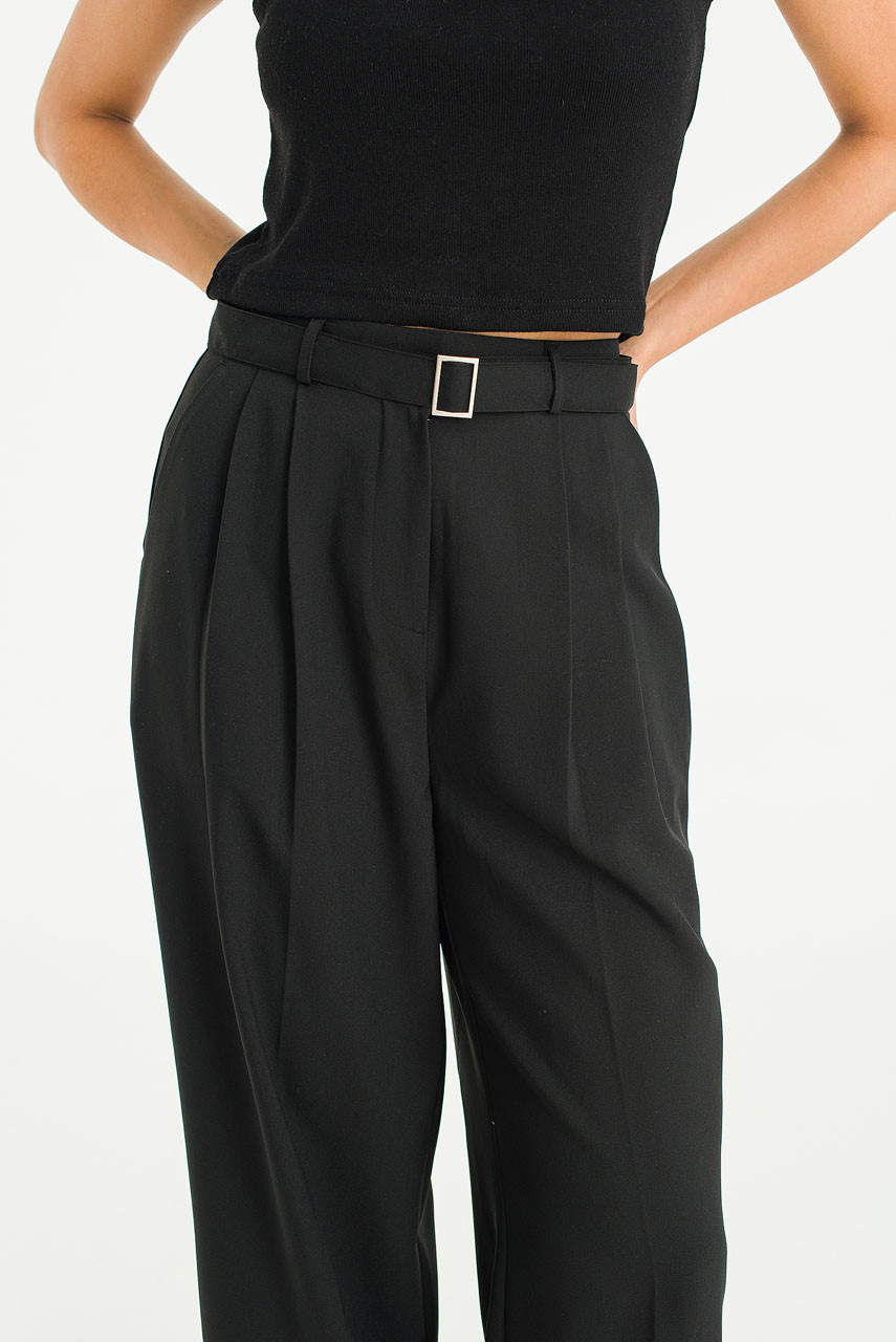 Marlowe Belted Slacks, Black